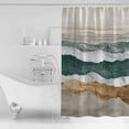 thumbnail image 4 of Small Stall Shower Curtain 48x72 Inch Narrow Half Size Sage Green Brown Ombre Bath Curtains Bathroom Decor Modern Moire Abstract Wave Waterproof Fabric Shower Curtain Set with Hooks 48 Inch, 4 of 6