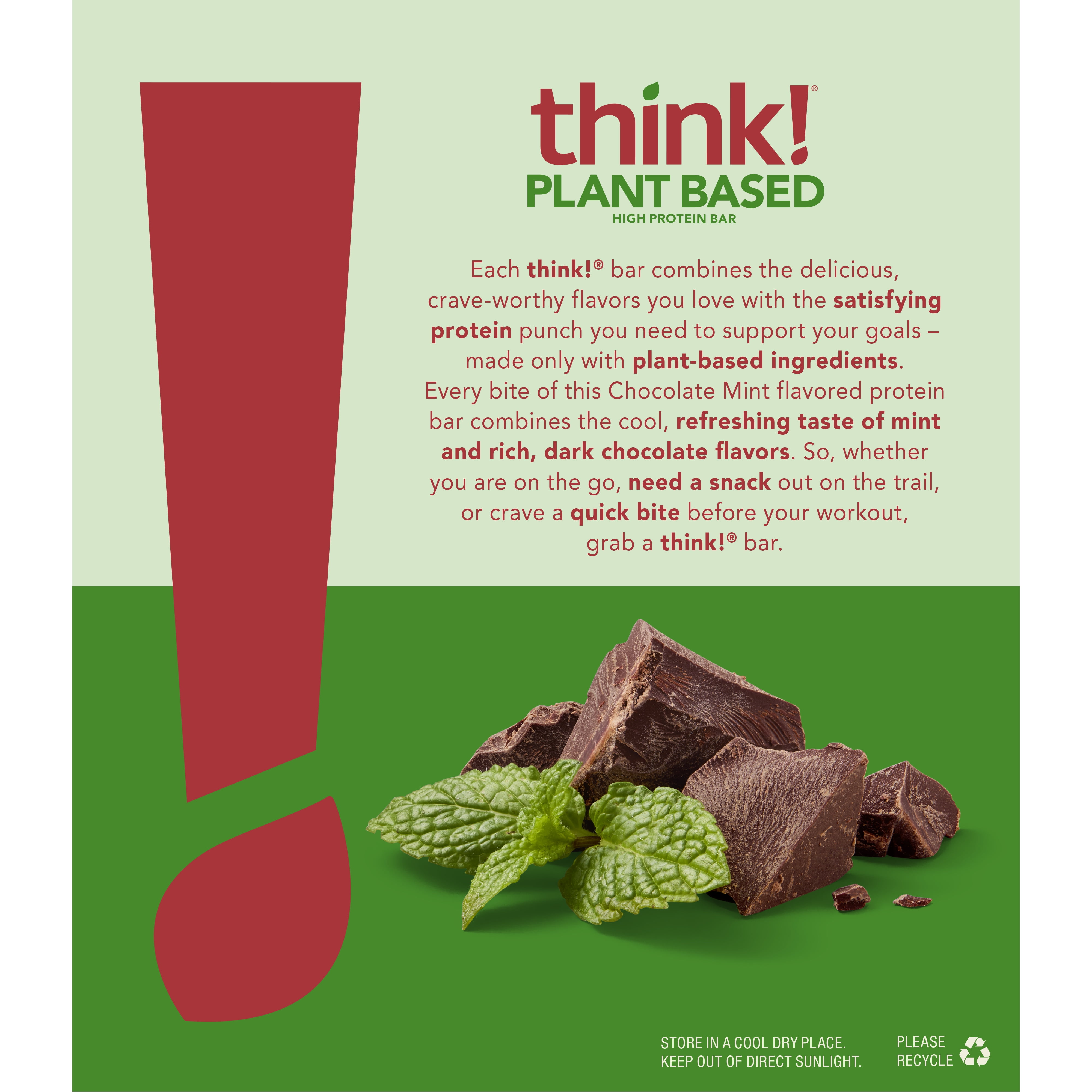 thinkThin High Protein Bar, Chocolate Mint, 13g Protein, 5 Ct