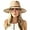 Khaki, variant on Womens Summer Straw Sun Hats Wide Brim Panama Fedora Beach Hat with Wind Lanyard UPF 80+