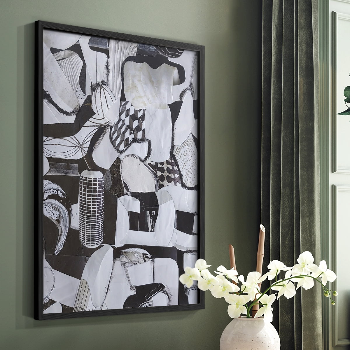 Beverlywood City Forms Framed Print in Black Solid Wood Framed Print No Nail Hanging
