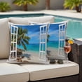 thumbnail image 4 of Summer Beach Outdoor Waterproof Pillow Covers, Window Seascape Palm Trees Oceans Decorative Square Throw Pillowcase Sofa Cushion Sham for Patio/Couch/Chair, 16"x16" 2 Pack, 4 of 8