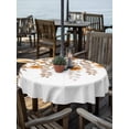 thumbnail image 2 of Outdoor Tablecloths with Umbrella Hole & Zipper, Brown Floral Round Tablecloths 60 Inch, Farmhouse Spring Flowers Leaves Waterproof Table Cloth, Patio/Pool/Picnic Table Covers, 2 of 8