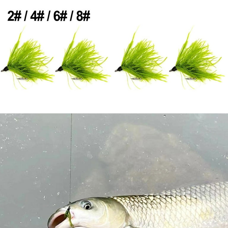 4Pcs Fly Fishing Grass Hook Fly Hook Seaweed Fish Hook For Grass Carp Bream