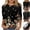 Navy, variant on HAJWOH 3/4 Sleeve Womens Summer Fashion Tops Round Neck Shirts Casual Print Trendy Three Quarter Length T Shirt