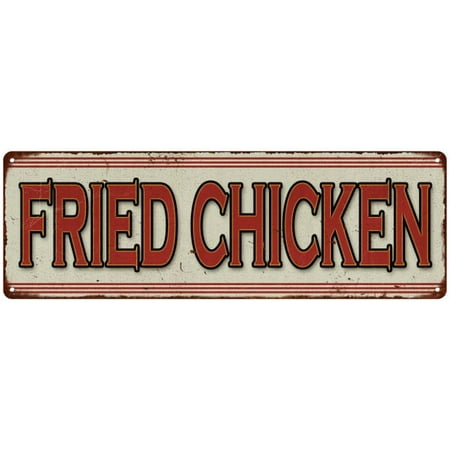 Fried Chicken Restaurant Diner Food Vintage Look Metal Sign 8x24