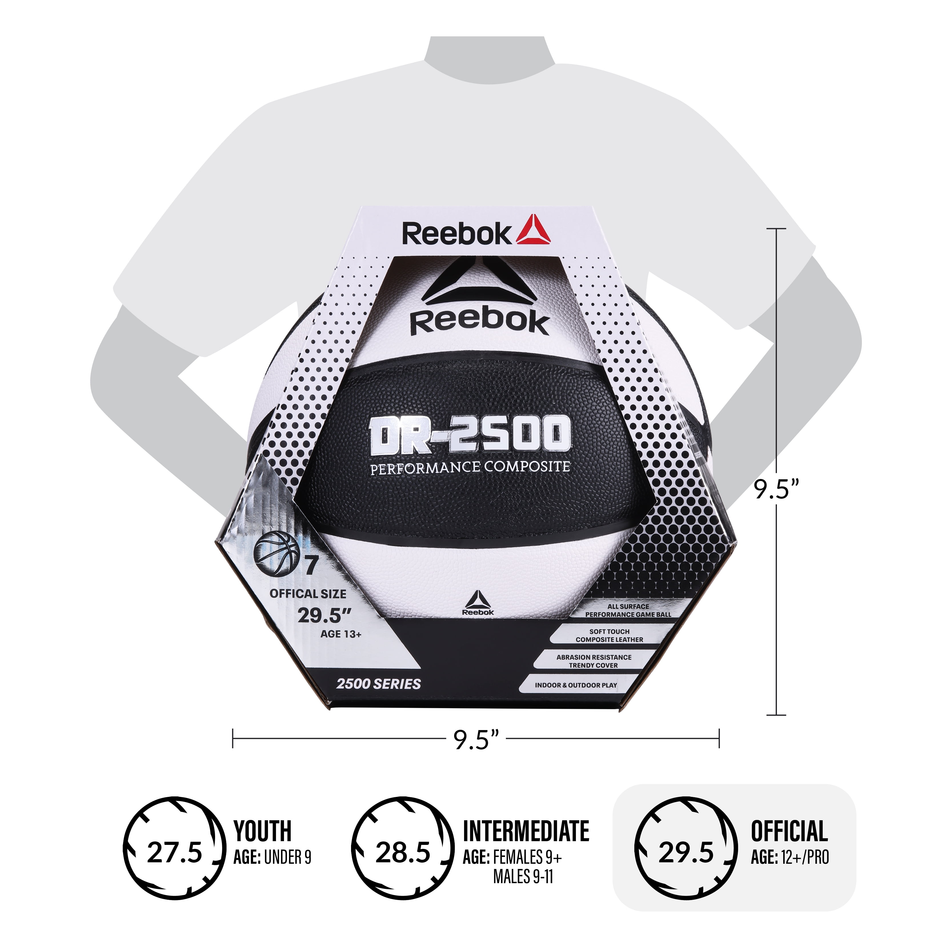 (5 pack) Reebok Delta DR-2500  Indoor/Outdoor Composite Basketball, Size 7 (29.5 in)