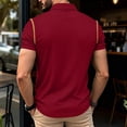 thumbnail image 4 of Hearthz Waffle Henley Polo Shirts for Men with Pocket Button Down Collared Men's Shirts Short Sleeve Casual Slim Fit Gym Tshirts for Men ,Red XL, 4 of 4