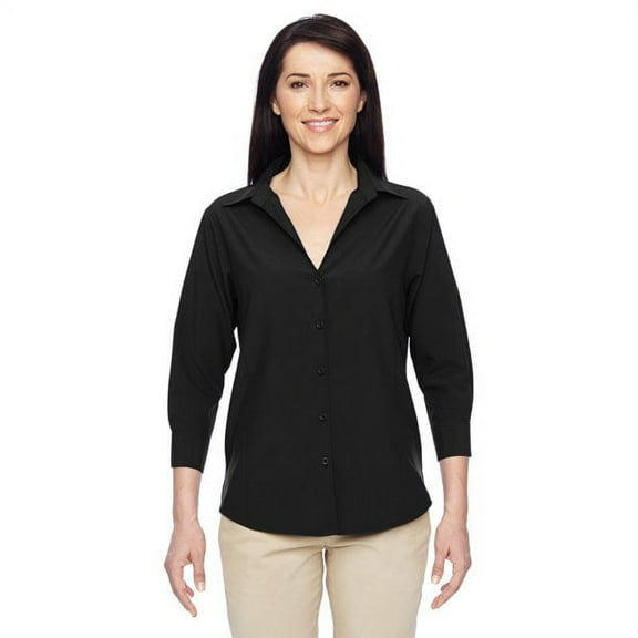 M610W Harriton Ladies' Paradise 3/4-Sleeve Performance Shirt Black M