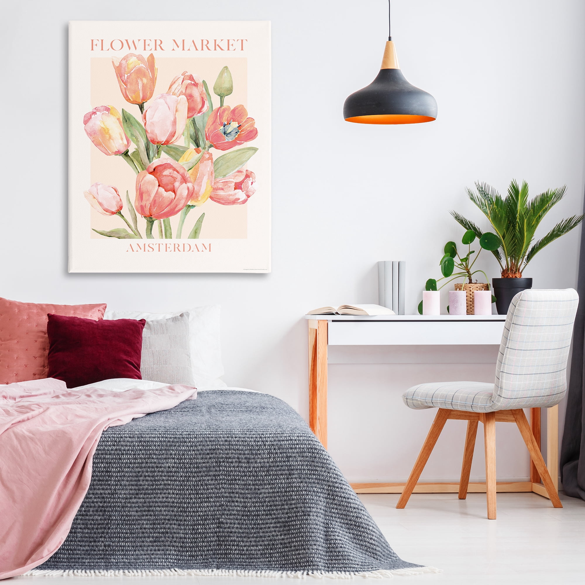 Stupell Industries Amsterdam Flower Market Plants & Flowers Painting Wrapped Canvas Art Print Wall Art, 36 x 48