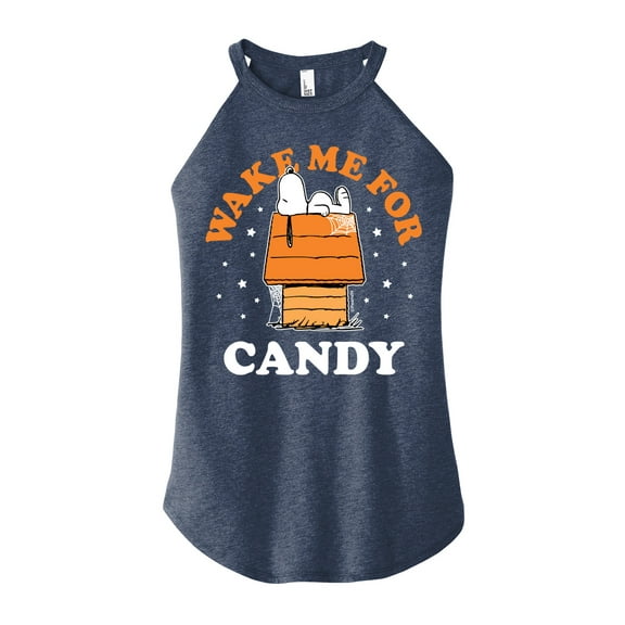 Peanuts - Wake Me For Candy - Juniors High Neck Tank Top