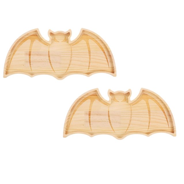 Oleegame 2PC Picnic Trays For Food Halloween Wooden Serving Tray: Unique Home Decor That Fun To Your Dining Table!