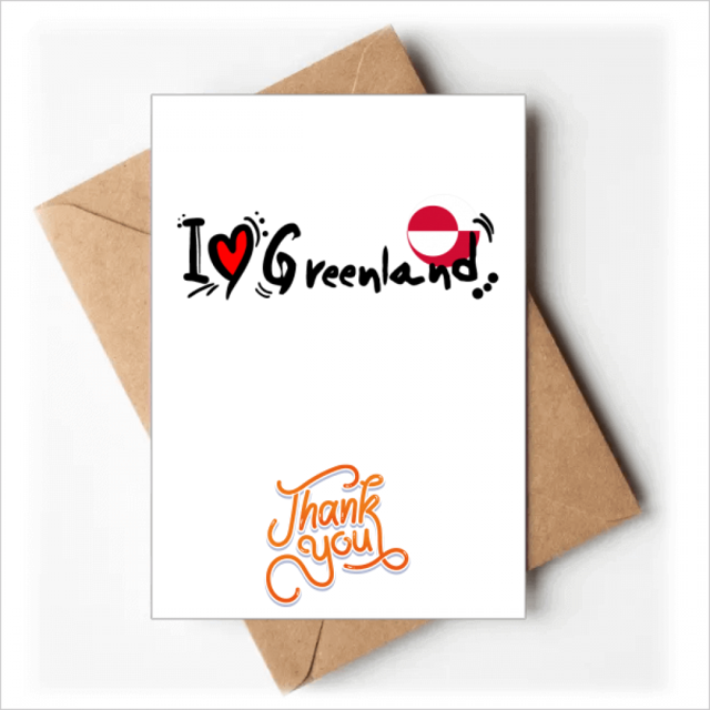 Me encanta la palabra amor corazón ilustración pabellón de Groenlandia Nota en blanco del sobre de la tarjeta de agradecimiento