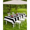thumbnail image 4 of Black Striped Outdoor Tablecloth with Umbrella Hole & Zipper, Farmhouse Rectangle Tablecloth 60x102 Inch, Modern Black White Stripes Patio Table Cover Waterproof Table Cloth for Picnic/Party, 4 of 6