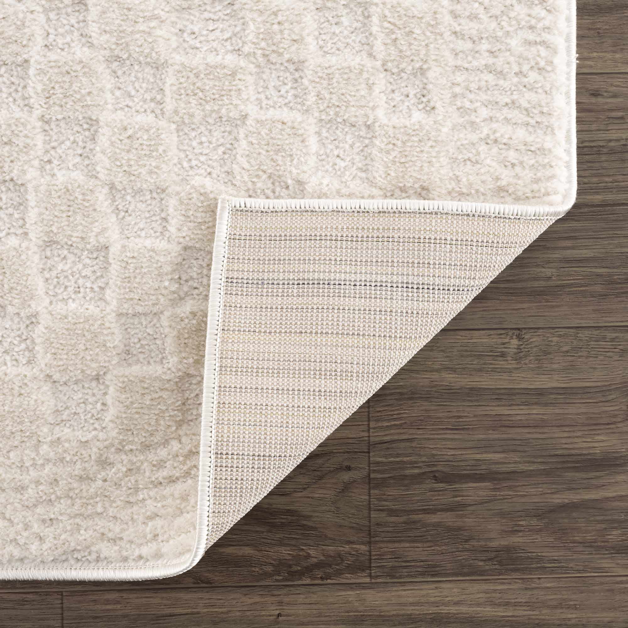 Hauteloom Leryn Living Room, Bedroom Area Rug - Checkered, Solid - High Pile - Rose Cream - 6'7" x 9'