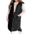 thumbnail image 5 of Sleeveless Women Long Puffer Hood Quilted Winter Outwear Vest Jackets Coats, 5 of 6