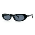 thumbnail image 5 of Womens Classy Iconic Narrow Oval Plastic Retro Mod Fashion Sunglasses All Black, 5 of 7