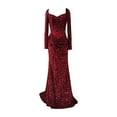 thumbnail image 3 of VKOYWKM Petite Evening Dresses for Women Trendy Sweetheart Neck Long Sleeve Evening Formal Dresses High Split Full Length Dresses Solid Mermaid Prom Dresses, 3 of 7