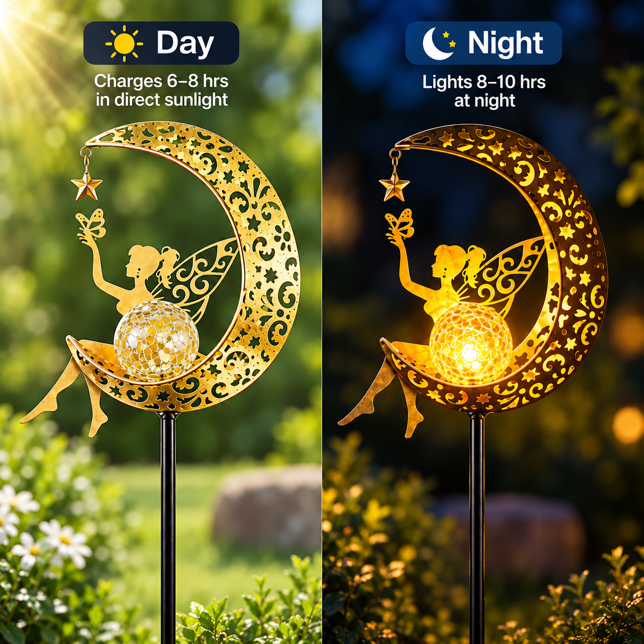 Mehoom 32-Inch Moon Fairy Solar Garden Light photo 5