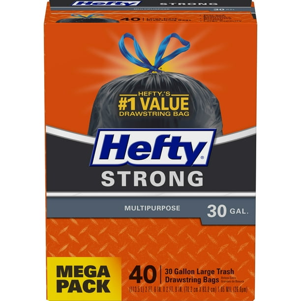 Hefty® Strong MultiPurpose Large Black Trash Bags, 30 Gallon, 40 Bags