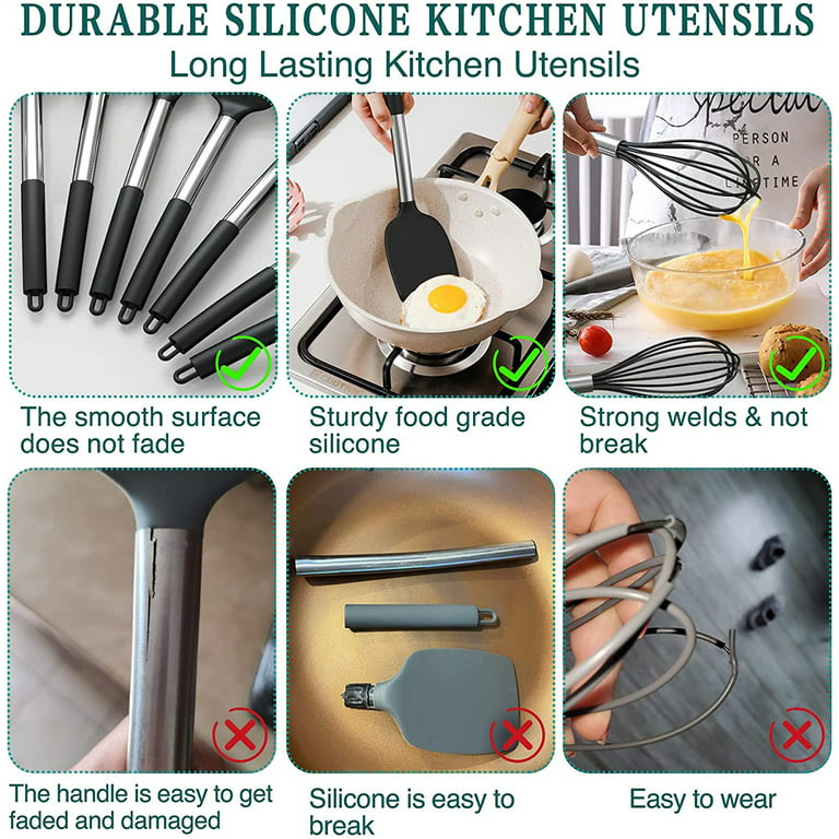 Kitchen Utensils Set, 26 Pcs BPA Free Non-Stick Silicone Cooking Kitchen  Utensil