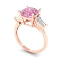 thumbnail image 2 of 3 ct Cushion Cut Simulated Pink Diamond Three-Stone Engagement Ring for Women in 18K Rose Gold, 2 of 5