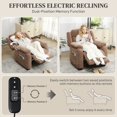 thumbnail image 3 of Brown Massage Recliner Chair, Power Reclining Single Sofa with 8-Point Vibration, Velvet Fabric, USB Charging & Side Pockets, 35.4" W, for Living Room or Bedroom Relaxation, 3 of 7