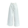 thumbnail image 4 of YAYUBA Jeans for Women Petite Crossover High Waisted High Stretch Casual Long Flare Jean with Multiple Pockets,White,M, 4 of 4
