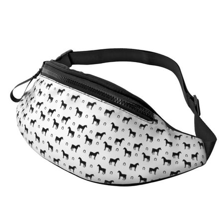Crossbody Fanny Packs for Women Men - Minimalist Horse Horseshoe Black Travel Belt Bag Running Waist Bag for Women Men