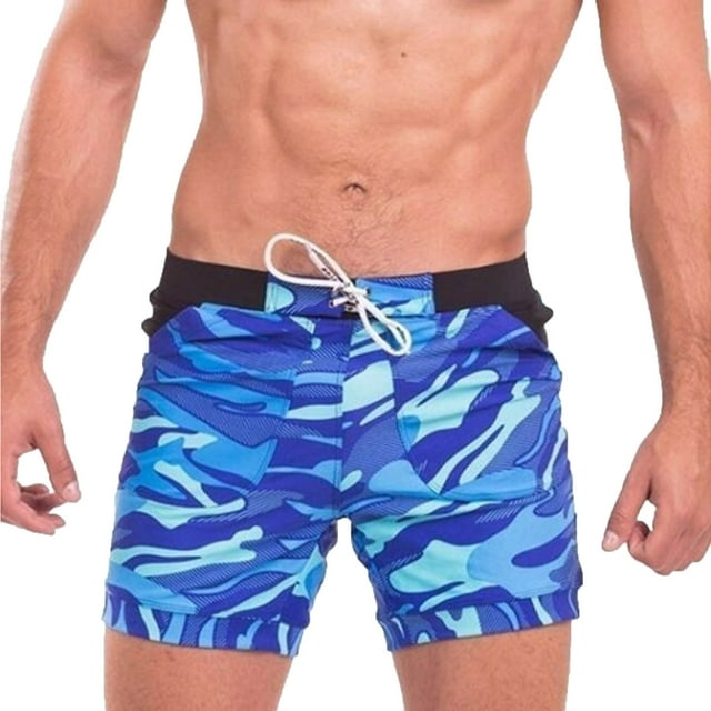 Maillots de Bain Courts Imprimés à Séchage Rapide pour Hommes avec Doublure en Mesh