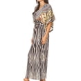 thumbnail image 4 of Sakkas Delma Women's Long Maxi Column V-neck Short Sleeve Slim Dress with Print - ZBK289-Black - One Size Regular, 4 of 5