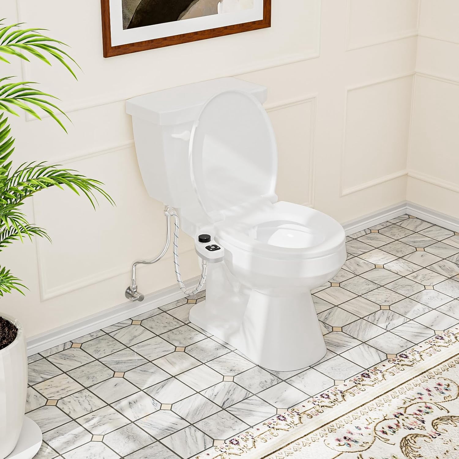 SAMODRA Non-Electric Bidet - Self Cleaning Dual Nozzle Bidet Attachment with Independent Adjustable Water Pressure (Classic Black)