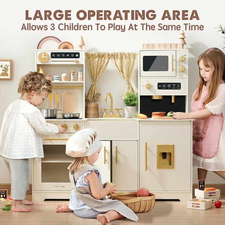 Tiny Land Wooden Play Kitchen Set for Kids Home Style Design with Curtains Ideal for Ages 3 White Shop Black Friday Deals for 2024 Walmart