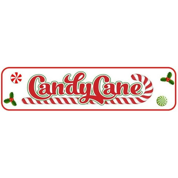 Christmas Candy Cane Lane Sign 4"x16" Christmas Hanging Sign for Kitchen Decorations Aluminum Christmas Sign For Holiday Home Bar Decor