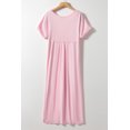 thumbnail image 6 of Casual Short Sleeve Maxi Dress - Pink V-Neck T-shirt Dress, 6 of 12