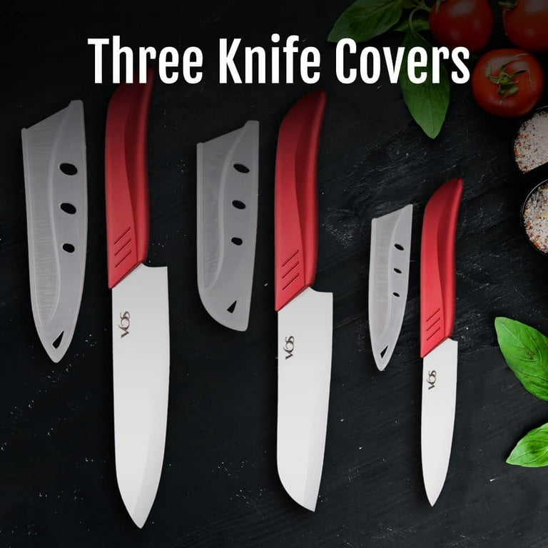Ceramic Knife Set - 3 Knives & a Peeler - Multicolor – Vosknife