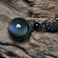 thumbnail image 6 of GKNET Men Women Double Rainbow Eyes Natural Obsidian Bead Pendant Long Chain Jewelry-coffee-14mm, 6 of 9