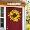 thumbnail image 2 of 14-22 Inch Bright Yellow Forsythia Wreath, Artificial Spring Flower Wreath for Front Door, Easter & Mother's Day Decor, Farmhouse Porch Wreath for Wall Window Patio, Indoor Outdoor Year Round, 2 of 8