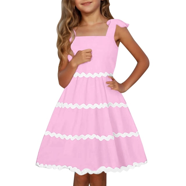 Robes d'Été pour Filles Smockées Sans Manches