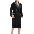 thumbnail image 4 of Mifelio Mens Robe Men's Winter Lengthened Plush Shawl Bathrobe Home Clothes Long Sleeved Robe Coat Robe for Men Grey XXXXL, 4 of 5