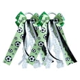 thumbnail image 2 of Green Ribbon Bow Martin Boot Bows Green Blcak Soccer Boot Bows Glitter Pearl Lace Holiday Birthday School Accessory Decor, 2 of 3