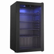 Simzlife 130 Can Beverage Refrigerator with Glass Door for Home, 17.3 in D, 31.3 in H, Black