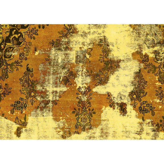 Ahgly Company Indoor Rectangle Abstract Yellow Modern Area Rugs, 5' x 7'