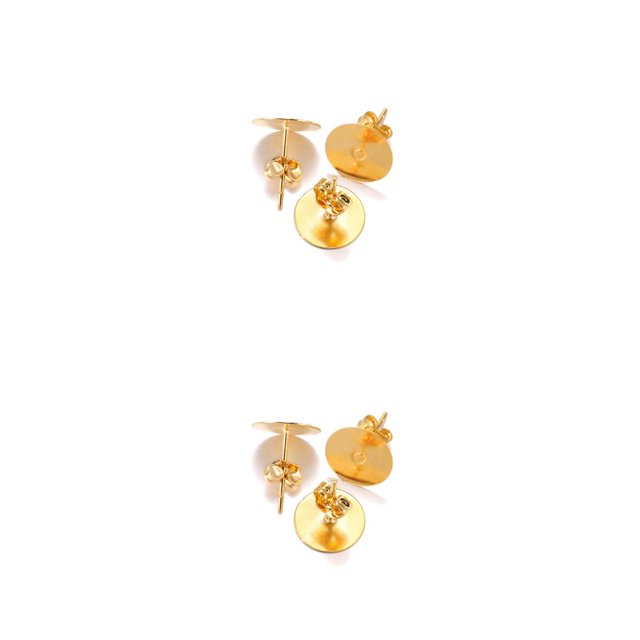ZheElen Earring Stud Base Multi Stainless Handmade Popular Ear Pins Setting Daily DIY Jewelry Making Tool Beach Supplies Gold 12mm 2Set