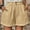 Khaki, variant on Mingw Shorts for Women Women's Mid Rise Shorts Elastic Comfortable Button Down Waist Denim Shorts
