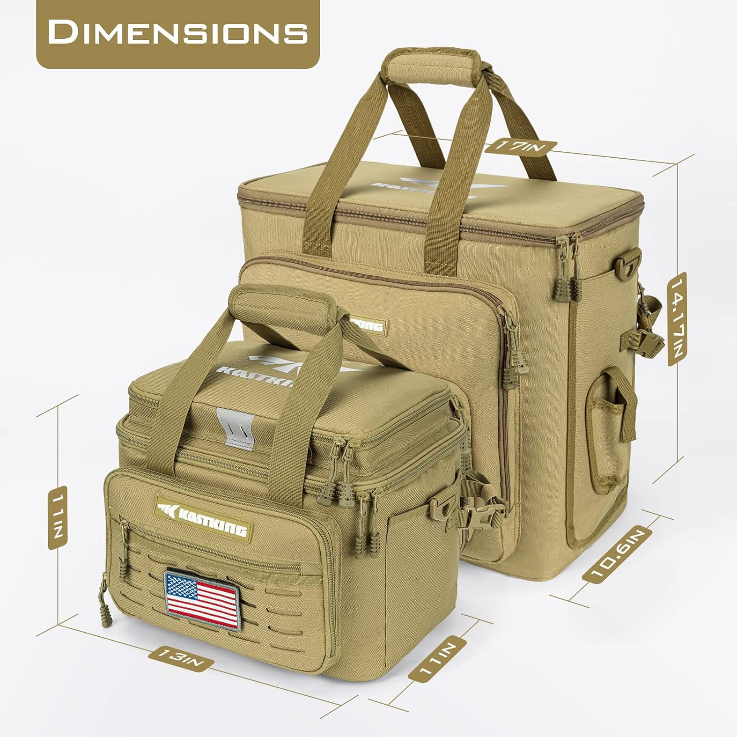 KastKing Fishing Tackle Bags- Fishing Gear Storage - Water Resistant Material -Karryall Medium Khaki