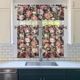 thumbnail image 3 of Pioneer Kitchen Curtains and Valance Set 36 Inch Tier Vintage Floral Rose Print 3 Pieces Set Dining Room Small Curtain Drapes Cafe Curtains Valance for Home Decor Rod Pocket, 3 of 6