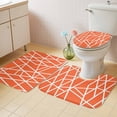 thumbnail image 4 of Modern Themed Bathroom Rugs Set Irregular Orange Shapes White Lines Pattern Non Slip Absorbent Soft Bath Mats 3 Piece Set with Bathroom Rug, U-Shaped Floor Mat, Toilet Seat Cover Large Size, 4 of 9