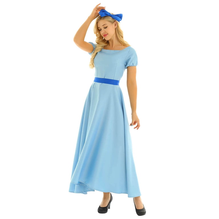 light blue dress costume Women's Midi Wrap Dress in Royal Blue with Kimono Sleeves and Matching –  Liquorish Online main image 0