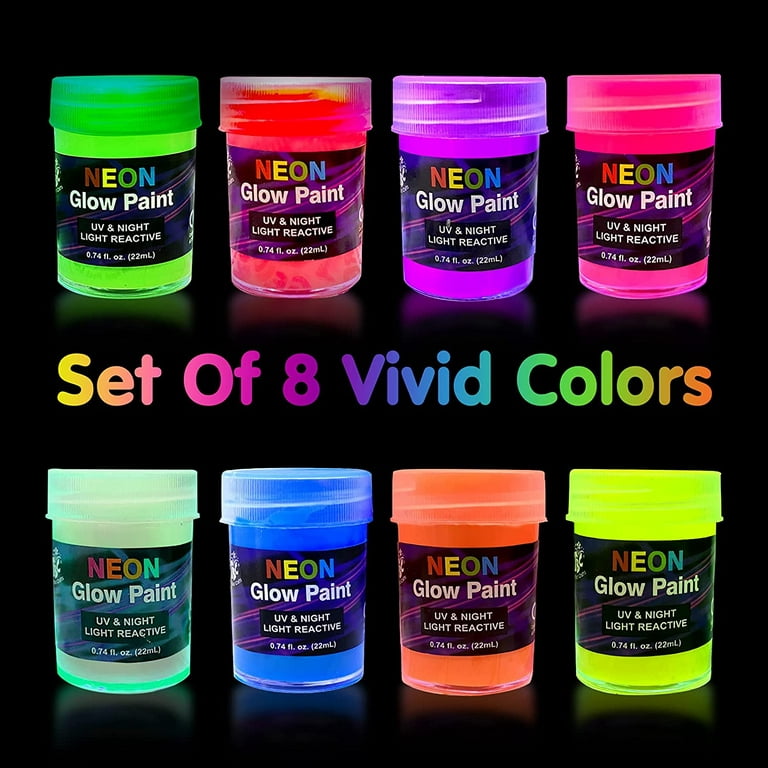 Henyiewl Glow in The Dark Paint, 8 Colors Glow Acrylic Paint Set (60 ml / 2  oz), Long-Lasting Glow in The Dark Paint, Ideal for Halloween And