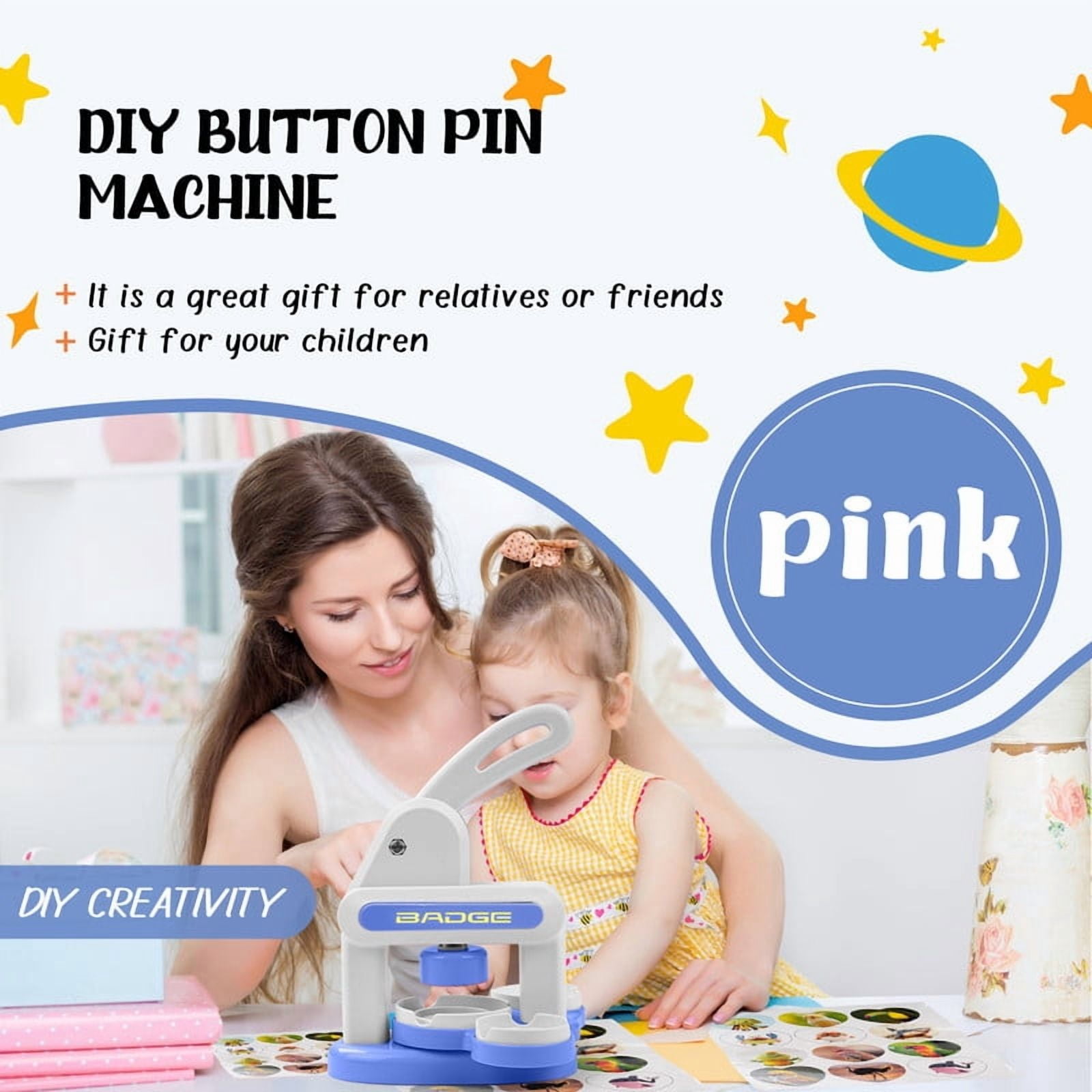 Button Maker Machine Installation-Free DIY Button Pin Maker Machine Badge Press Machine Blue